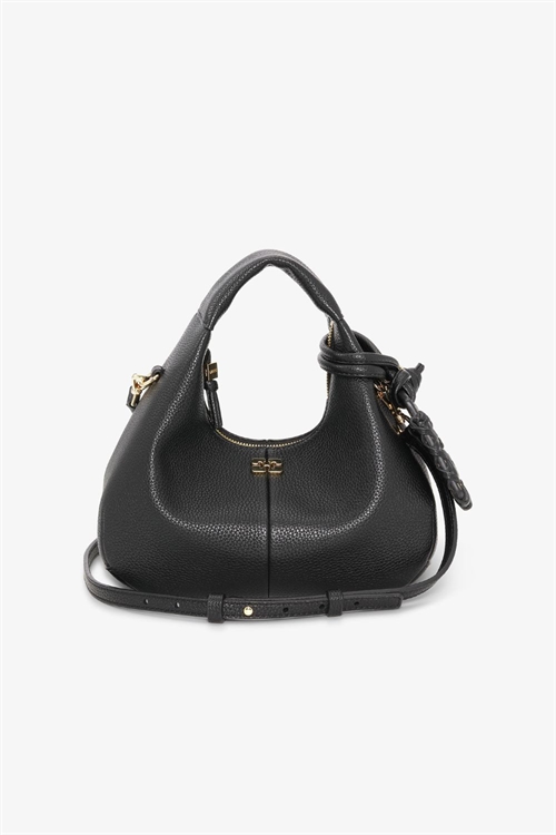 GANNI A6976 HOBO MINI GRAINED BLACK